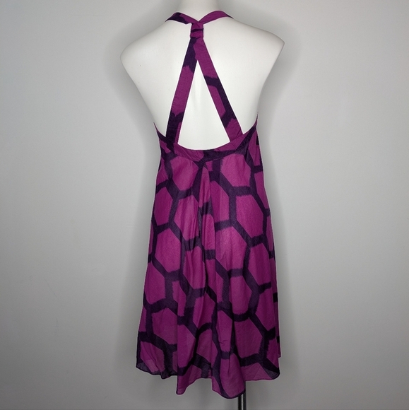 Tibi Purple Honeycomb Sleeveless Cotton Halter Summer Sun Dress S - Picture 4 of 7